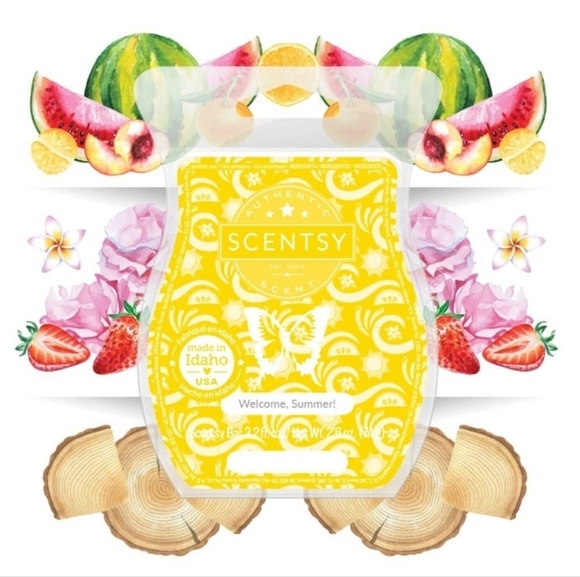 Scentsy Welcome Summer! Yellow Refreshing Watermelon Lush Plumeria Tropical Wax - Picture 2 of 4